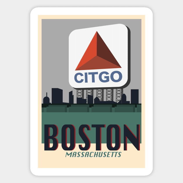 Boston Travel Poster 3 Sticker by Rosemogo